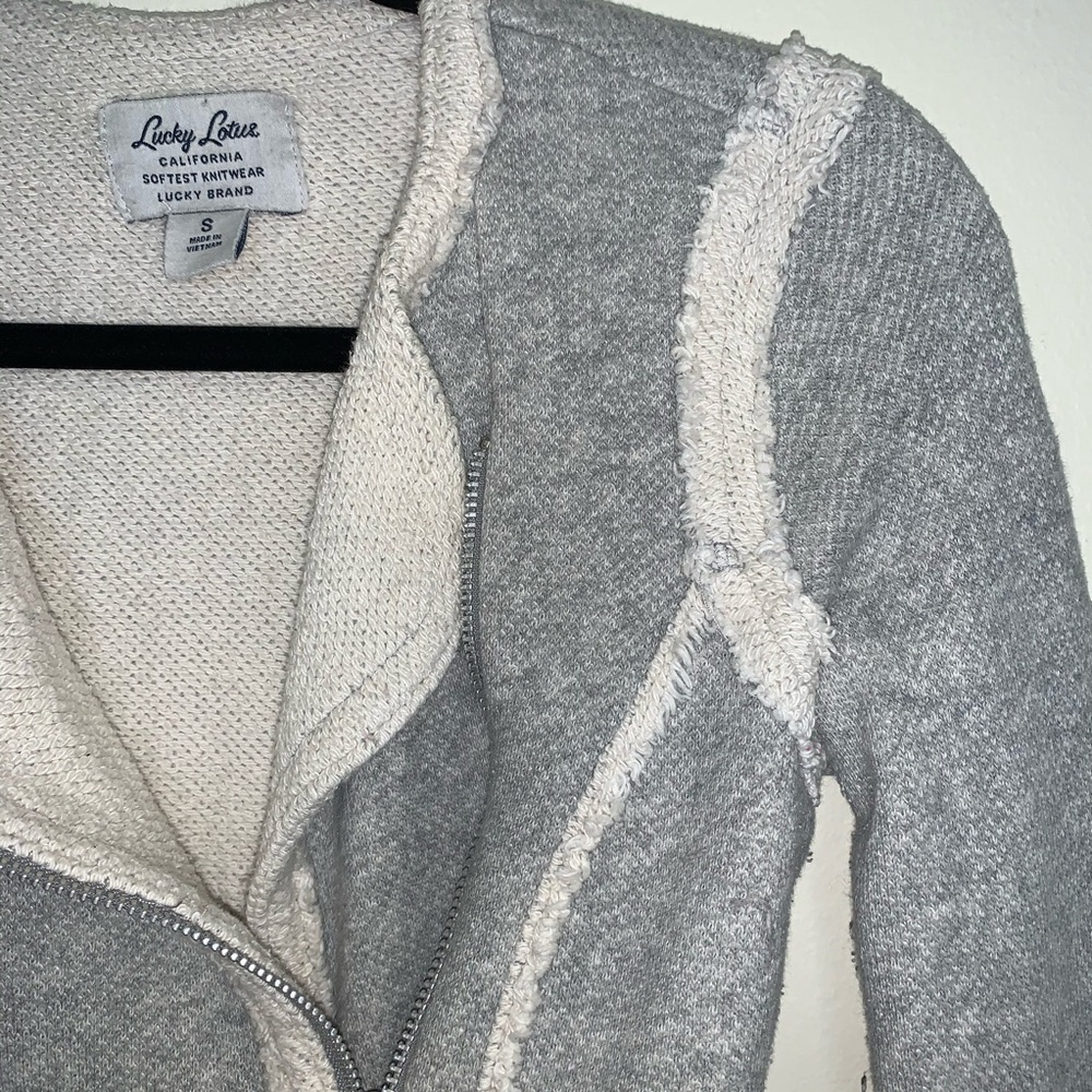 Lucky Lotus Raw Edge Sweater Moto Jacket - Picture 5 of 8